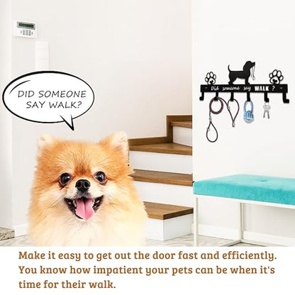 Dog Leash Holder for Wall, Key Holder Wall Mount with Did Someone Say Walk - Dog Stuff Storage Organizer Key Organizer Wall for Living-Room Entryway