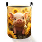 Cute Pig Face Laundry Basket Hamper for Boys Girls Kids Adults, Foldable Waterproof Oxford Clothes Storage Bin, Farm Animal Organizer for Bedroom Bathroom Room Decor 19.7"x15.8" - style: Pig