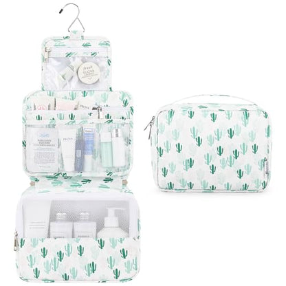 Mossio Hanging Toiletry Bag with Sturdy Hook - Large Portable Cosmetic Makeup Travel Organizer for Men & Women - color: Cactus