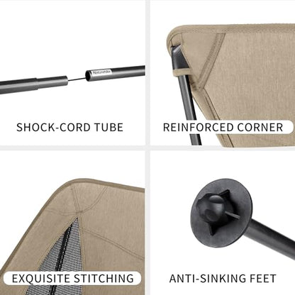 Naturehike YL05 Camping Chair, Ultralight Portable Camp Chair with Storage Bag, Compact Folding Beach Chair for Backpacking Hiking Fishing Picnic - color: Tan-upgraded