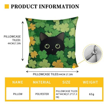 Cat Shamrock 3 Pcs RV Dinette Cushion Covers Anti-Slip Camper Cushion Slipcover Stretch 2 Seat Sofa Chair Covers St. Patrick's Day Accessories Backrest Cover and Pillowcase - color: Cat Shamrock