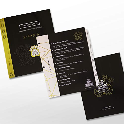 Ahh Hah! Organzier Kit for Pet Records (Architectural Version) - Eight Professionally Printed Index Tabs for USE in a 3 Ring Binder (Binder NOT Included)