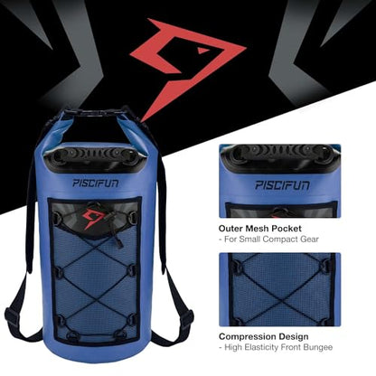 Piscifun Dry Bag, Waterproof Floating Backpack 10L/20L/30L/40L with Waterproof Phone Case for Boating, Kayaking, Fishing - color: Sapphire Blue, style: 10l