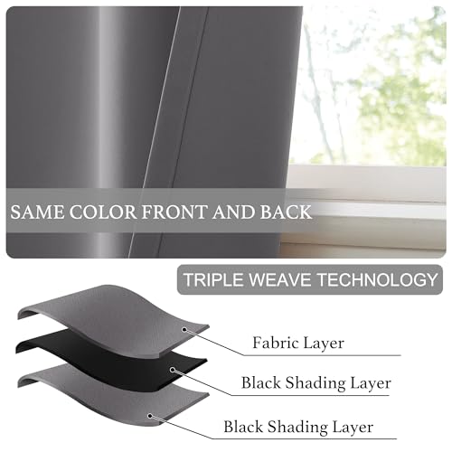 NICETOWN No Drill Thermal Insulated Curtain Grey 42" W x 63" L, Self-Adhesive Adjustable Privacy Blackout Window Cover for Bedroom, Living Room & Rental Apartment, 1 Panel - color: Grey, size: 42"W x 63"L (Pack of 1)