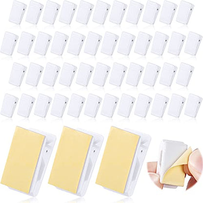 50 Pieces Self Adhesive Clips Wall Tapestry Clips Plastic Sticky Picture Hanging Poster for Teachers Double Sided Adhesive Spring for Home Office(White) - color: White