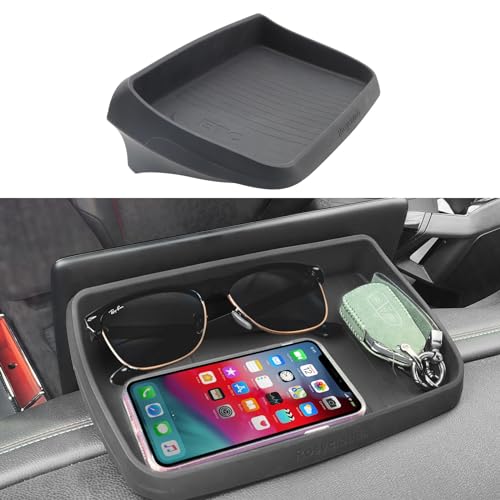 Silicone Center Console Dash Tray Organizer Compatible with Audi A4L/A4/S4/S5 2020-2024, Q5L/Q5L Sportback 2021-2024, for VW ID.4 2021-2023 Tesla Model 3 & Y, Dashboard Storage Box Organizer