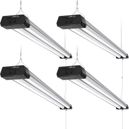 Barrina BS42a 4FT LED Shop Light for Garage, 42W, 5000K, 4800LM, Linkable Plug in Light Fixture, Workshop, Hanging or Flush Mount, Concealed Wiring Design, Pull Chain Switch, Heat Dissipation, 4 Packs - size: 4 Packs