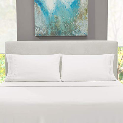 Hearth & Harbor Twin Size Sheets - 3 Piece Bed Sheet Set, Hotel Luxury Double Brushed Bed Sheets - Extra Soft Bedding Sheets & Pillowcases, Twin, White - color: White, size: Twin
