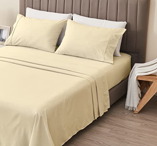 Great Bay Home 3-Piece Twin Taupe Microfiber Sheet Set - Ultra-Soft, Brushed Bedding Sheets & Pillowcases - Wrinkle & Fade Resistant, All-Season Bed Sheets for Bed (Twin, Natural) - color: 26 - Natural, size: Twin