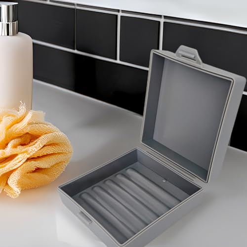 Soap Container, Shower Square Bar Holder Fit Handmade Soap, Travel Soap Case (Matt Grey) - color: Matt Grey