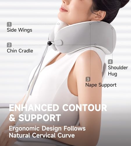 Neck Pillow Airplane, Premium Memory Foam Cooling Travel Pillows for Sleeping, Adjustable Flight Sleep Pillow with Comfortable Breathable Cover, Portable Plane Accessories