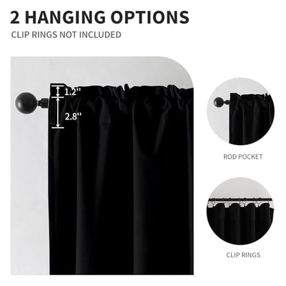 CUCRAF Black Velvet Blackout Curtains 108 inches Long, Thermal Insulated, Noise Reducing Rod Pocket Luxury Drapes for Bedroom Living Room(52x108 inches, 2 Panels) - color: Black, size: 52"W x 108"L (Pack of 2)