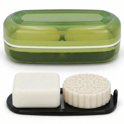 AIMAIAIMAI Shampoo Bar Holder Travel Case for Two Bars – Compatible with Kitsch Solid Shampoo & Conditioner Bars, Large Soap Container for Bathroom or Travel (Green Style A-Large) - color: Green Style A-large