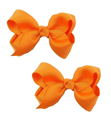Baby Girl's 2Pcs Cute 3 Inch Pure Color Bow-knot Hair Clip for Photography Travel Daily Life (Orange) - color: Orange