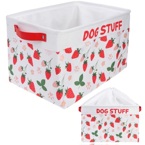 Homimp Dog Food Storage Container,Dog Toy Basket Bin Box with Comfortable Handles and Cover,Collapsible Pet Toy Storage Organizer for Accessories,Toys,Coat & Clothing,Blanket & Leash, Red, 15"x13"x12" - color: Red, size: L: 15"x13"x12"