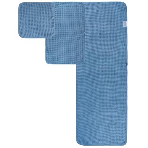 POLYTE 430 GSM Microfiber Quick Dry Lint Free Oversize Bath Towel Set, 6 Piece (Waffle Weave) - color: Blue,orange