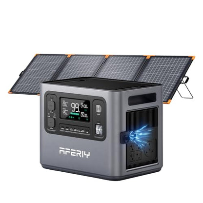 AFERIY P280 Portable Power Station 2800W with 200W Bifacial Solar Panel | UPS 2048Wh LiFePO4 Battery,Expandable to 10kWh,1800W AC Charging Less 38 mins,for Home Use,Camping,and RVs - color: 2800W Power Station-D