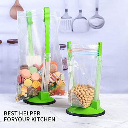 2 Pcs Baggy Rack, Freezer Bag Holder Stand, Adjustable Food Storage Holders, Plastic Food Prep Bag/Zip Lock Bag Holder Stand, for Meal Prep Bag, Kitchen Gadget - color: 2