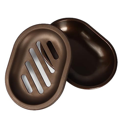 TOPSKY 4 Pcs Soap Dish for Shower, Soap Savers with Drip Tray, Plastic Double Layer Draining Soap Box for Bathroom - Bronze - color: Bronze 4pcs