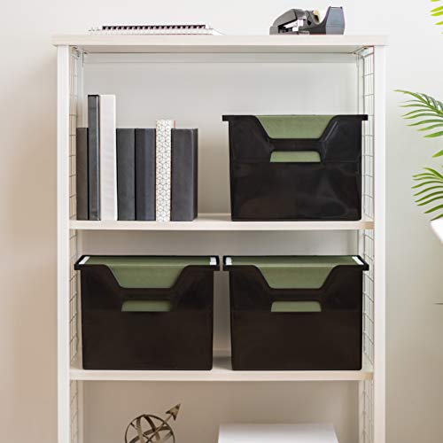 IRIS USA Large Portable Desktop File Box with Open Lid, 4 Pack, Side Handles, Hanging File Folders, Tabs & Inserts, Letter Size, Magazines, Newspapers, Mail, Books, Notebooks, Black - size: 4 - Pack, style: Open Top Bin (L - Black)