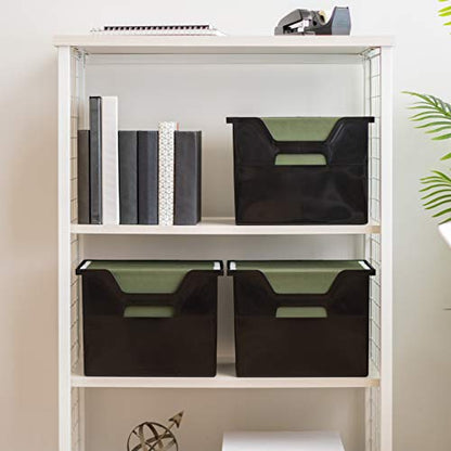 IRIS USA Large Portable Desktop File Box with Open Lid, 4 Pack, Side Handles, Hanging File Folders, Tabs & Inserts, Letter Size, Magazines, Newspapers, Mail, Books, Notebooks, Black - size: 4 - Pack, style: Open Top Bin (L - Black)