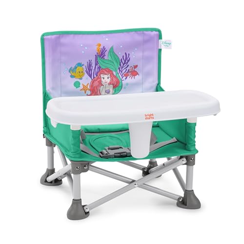 Bright Starts Disney Princess Ariel Pop 'N Sit Portable Booster, Indoor/Outdoor Use, Floor Seat with Feeding Tray, 6 Mos - 3 Yrs - color: Disney Princess