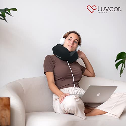 Premium Quality Memory Foam Travel Neck Pillow Bundle - Best Ergonomic Pillow for Airplane Travel, car Ride, Sleeping. Comes with Eye mask, earplugs and Storage Bag.(Stealth Black) - color: Stealth Black