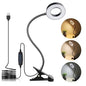 Brokimis Clip on Light LED Reading Book Study Lamp 3 Color Modes 10 Brightness Eye Protection 360° Flexible Gooseneck Student Dormitory Office Desk Lamp at Night in Bed - color: Black