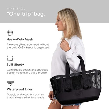 MISSION Boat Gear CASSI Heavy-Duty Outdoor Tote and Waterproof Marine-Grade Mesh Boat Bags - color: Black, size: 23 Liter