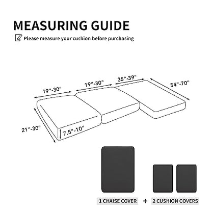 Easy-Going 100% Waterproof 3 Pieces Couch Cushion Covers for Sectional Sofa Left/Right L Shape Chaise Lounge Sofa Seat slipcover Anti-Slip Sofa Cover (2 Seater + 1 Chaise, Dark Gray - color: Dark Gray, size: 2 Seater + 1 Chaise