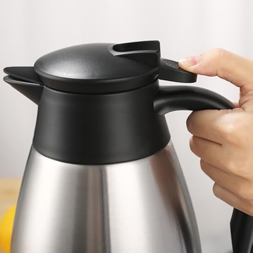 68oz Thermal Coffee Carafe, 2 Pack Airpot Insulated Coffee Urns Stainless Steel Vacuum Thermal Pot Dispenser for Coffee, Hot Water, Tea, Hot Beverage - Keep 12 Hours Hot, 24 Hours Cold (Silver,Silver) - color: Silver Silver