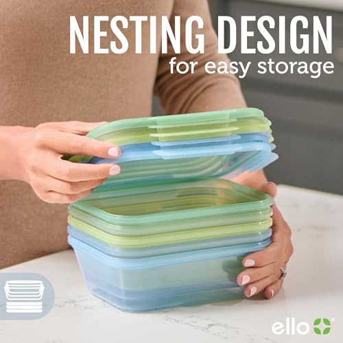 Ello Snap & Nest 10-Piece 4.5 Cup Plastic Meal Prep Set, Reusable Food Containers for Healthy Eating, Freezer, Dishwasher Safe, Desert Festival - color: Desert Festival, size: Meal Prep