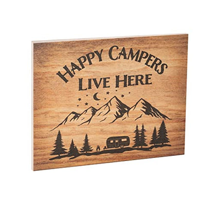 JennyGems Camper Gifts, Happy Campers Live Here Wooden Sign, Camping Decor, Camping Sign, Made in USA - color: Happy Campers Live Here