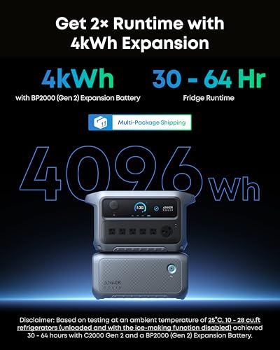 Anker SOLIX C2000 Gen 2 Portable Power Station with Alternator Charger, 2,400W (Peak 4,000W) Solar Generator, Full Charge in 58 Min, 2048wh LiFePO4 Battery Compatible with 99% of RVs and Gas Vehicles - style: Alternator Charger+C2000 Gen 2