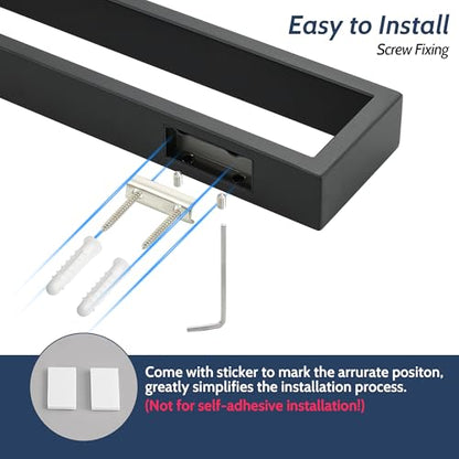 Sayayo Matte Black Towel Bar for Bathroom, 24 Inch Hand Towel Holder Wall Mount Square Towel Ring SUS304 Stainless Steel Towel Rack - color: Black, size: 24 INCH