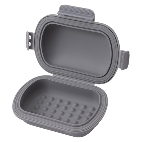 Silicone Travel Soap Case – Leakproof Bar Soap Holder with Lid, Shatterproof Soap Container for Bar Soap & Shampoo Bars, Travel Essentials for Camping, Gym, Hiking – 2026 Version Grey 1 Pack - color: Grey