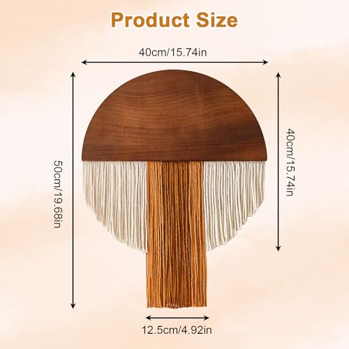 Suteng 2 Pcs Macrame Wall Hanging Bohemian Style Half-Circle Wooden Board Fringe Tapestry, Boho Decor Wall Tapestry Handmade Round Tassel for Living Room Bedroom Apartment Wall Art Headboard Decor
