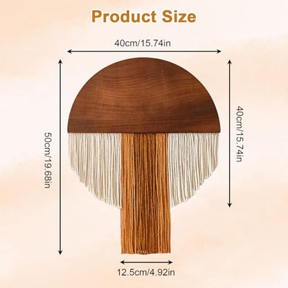Suteng 2 Pcs Macrame Wall Hanging Bohemian Style Half-Circle Wooden Board Fringe Tapestry, Boho Decor Wall Tapestry Handmade Round Tassel for Living Room Bedroom Apartment Wall Art Headboard Decor