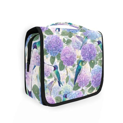 Flower Floral Hummingbirds Hanging Toiletry Makeup Bag Travel Organizers Toiletries Cosmetics Bag for Women Men - color: Flower Hummingbirds