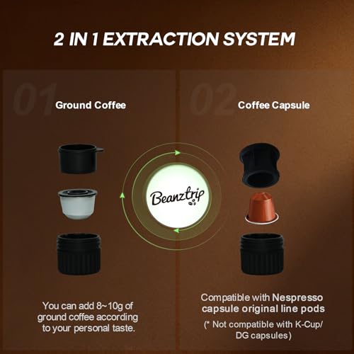 H02 PRO Portable Espresso Maker, Electric Coffee Machine for Travel, Espresso Machine Fits Ground Coffee & NS Capsule, 20Bar Mini Coffee Maker with Self-Heating, for Camping, Hiking, Office - color: White
