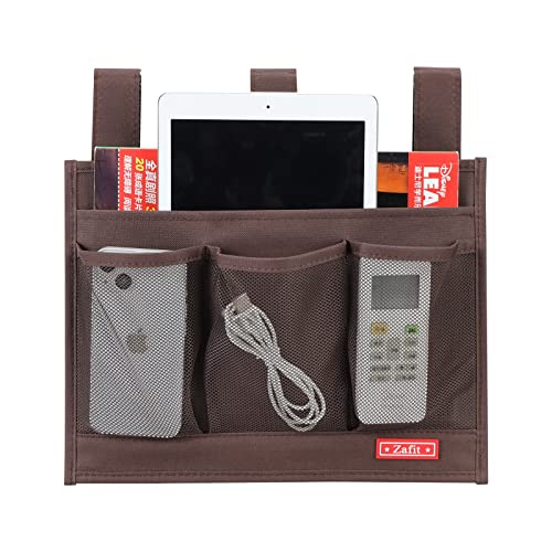 Zafit Hanging Bedside Caddy, Bedside Storage Organizer for Magazine, Phone, Remote control (Classic4 Pockets-Coffee)