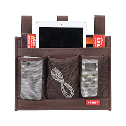 Zafit Hanging Bedside Caddy, Bedside Storage Organizer for Magazine, Phone, Remote control (Classic4 Pockets-Coffee)