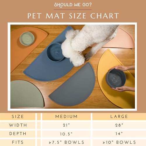 Should We Go? Waterproof Silicone Dog Food Mat – Large Size Non-Slip Pet Bowl Mat, Raised Edge Design, Easy-to-Clean Pet Food Placemat for Dog & Cat Bowls, 28" Across x 14" Deep - Blush - color: Blush, size: Large
