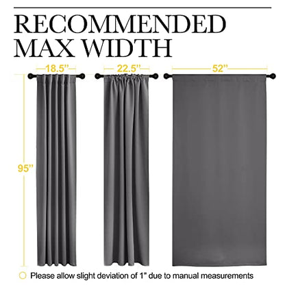NICETOWN Bedroom Curtains Blackout Curtain Panels - (Gray Color) 52x95 Inch, 2 PCs, Insulating Energy Saving Solid Rod Pocket Blackout Drapes - color: Grey, size: 52"W x 95"L (Pack of 2)