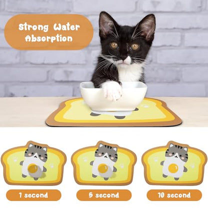 Yellow Cat Food & Water Mats - Absorbent Pet Feeding Placemats, 17.7 * 12 inch - color: Egg, size: Small