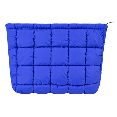 Puffy Quilted Makeup Bag for Women, Cosmetic Bag Travel Toiletry Organizer, Portable Aesthetic Puffer Pouch with Zipper for Storage - color: Pink