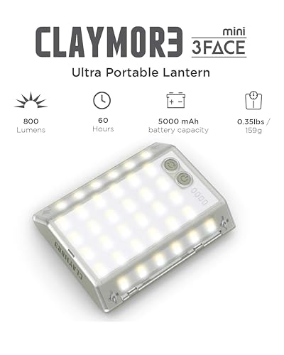 CLAYMORE 3Face Mini (Moss Green) - Lightweight and Portable LED Area Light for Outdoors, Camping, Tent, Emergency, and Industrial Use. Rechargeable Lantern with USB-C, Up to 60 Hours Battery Life. - style: Moss Green (3Face)