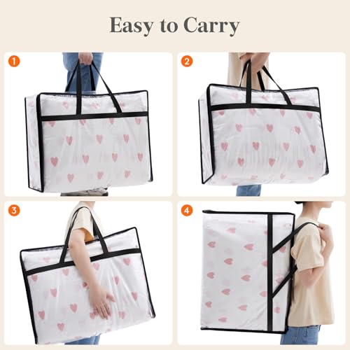 Lifewit 4 Pack Clear Clothes Storage Bags, 75L Plastic Blanket Storage Bag, Vinyl Foldable Moving Bags with Zipper, Closet Organizers and Storage Containers for Bedding, Duvet, Comforter - size: 75L