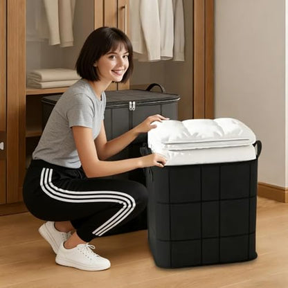 210 L Large Capacity Storage Bags, Waterproof & Dustproof Foldable Closet Organizers, Heavy Duty Moving Bags with Handles & Zippers for Clothes, Comforters, Blankets 1 PCS