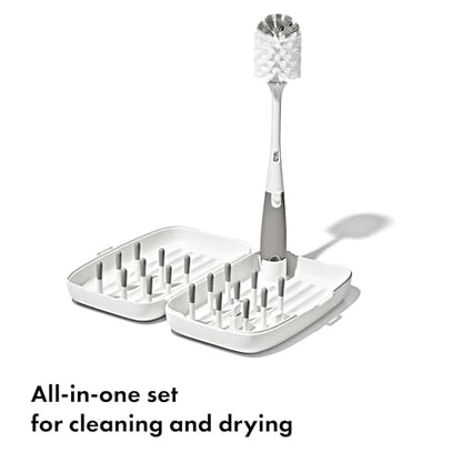 OXO Tot Travel Size Drying Rack with Bottle Brush- Gray - color: Gray